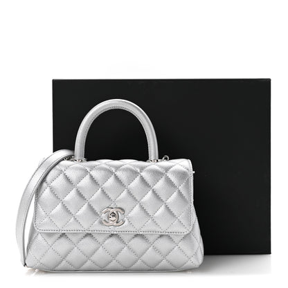 Chanel Metallic Caviar Quilted Mini Coco Handle Flap Silvery 12 of 12
