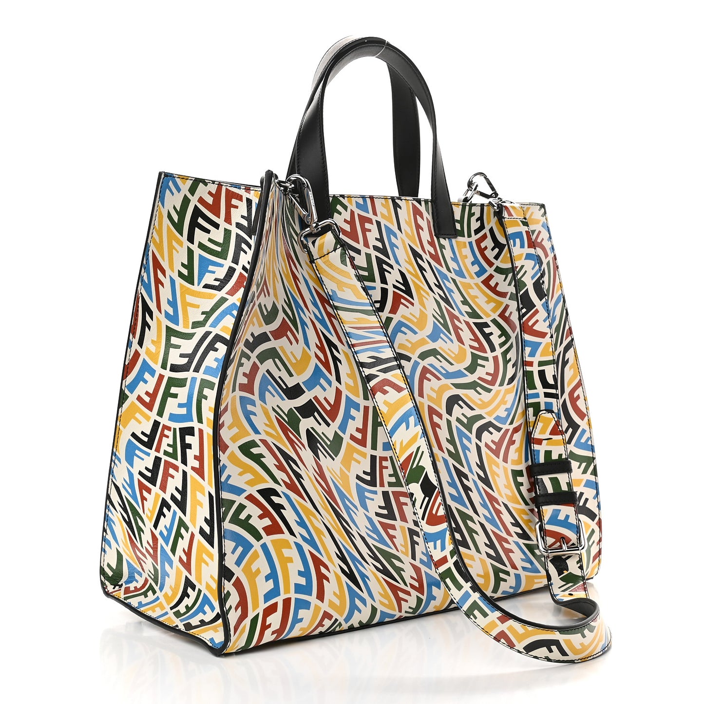 X SARAH COLEMAN Vitello Grace Light FF Vertigo Shopping Tote White Ice Multicolor