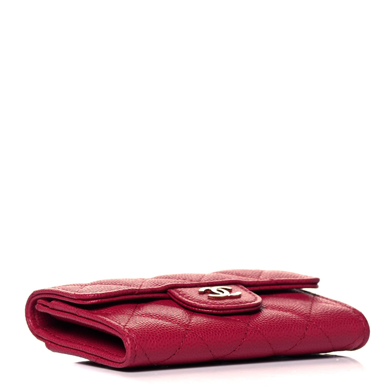 Chanel Caviar Quilted Flap Card Holder Wallet Dark Pink 4 of 7