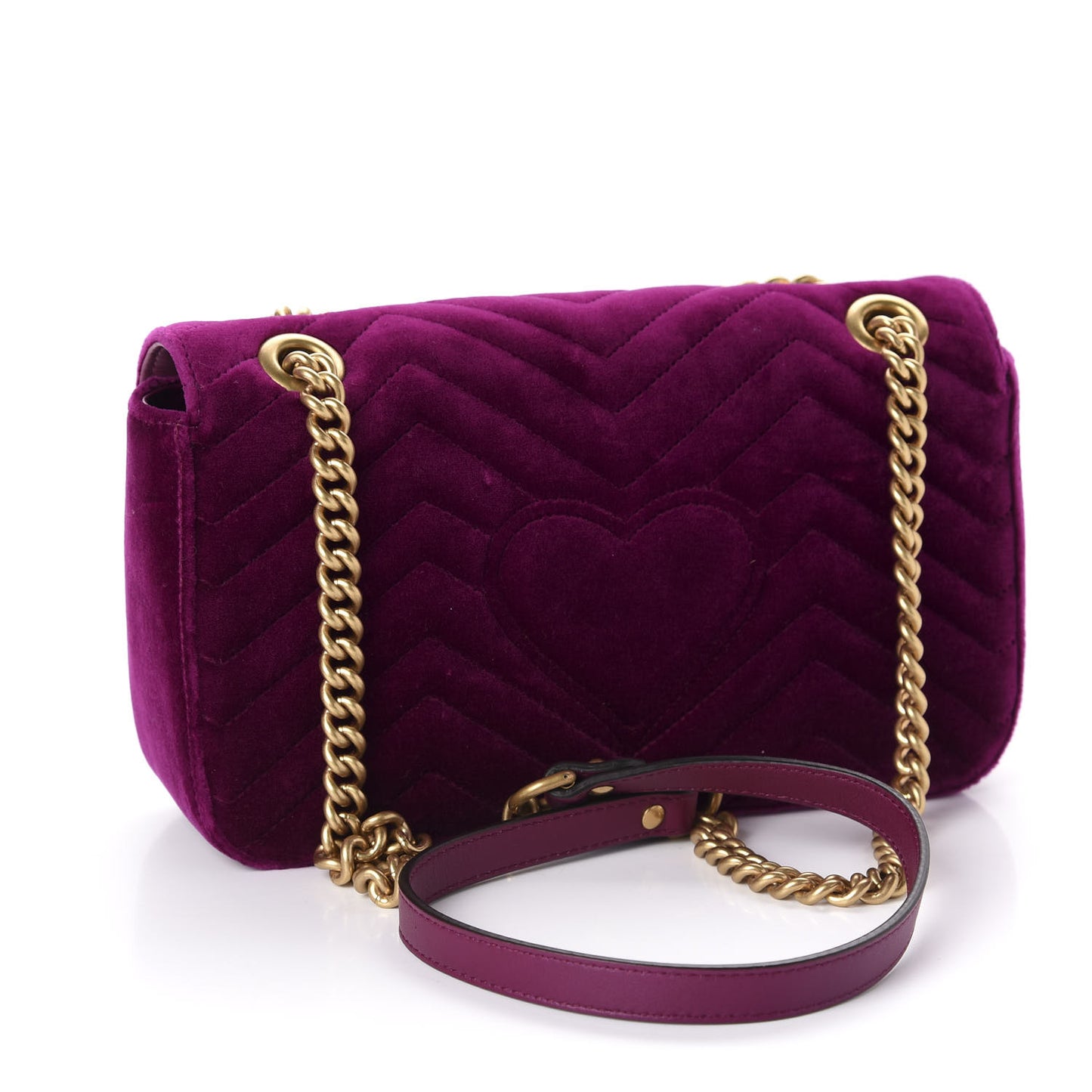 Velvet Matelasse Embroidered Small GG Marmont Shoulder Bag Fuchsia Violet Cyclamen