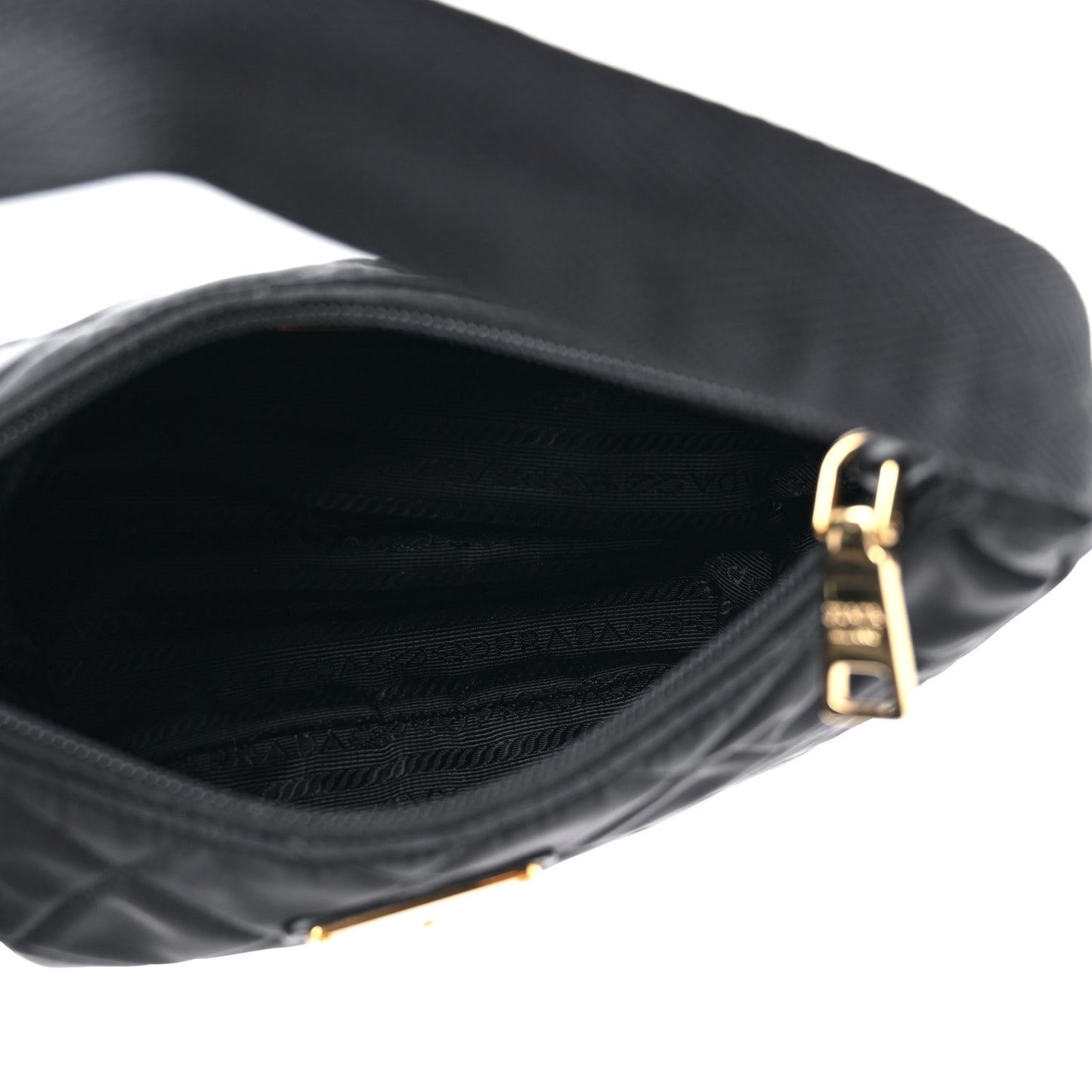 Tessuto Nylon Stitched Shoulder Bag Black