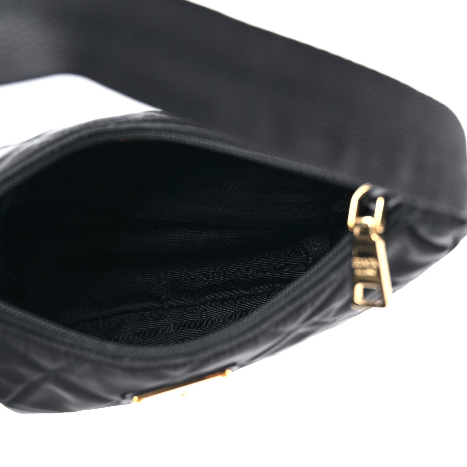 Prada Tessuto Nylon Stitched Shoulder Bag Black 5 of 9