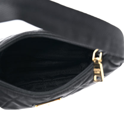 Prada Tessuto Nylon Stitched Shoulder Bag Black 5 of 9