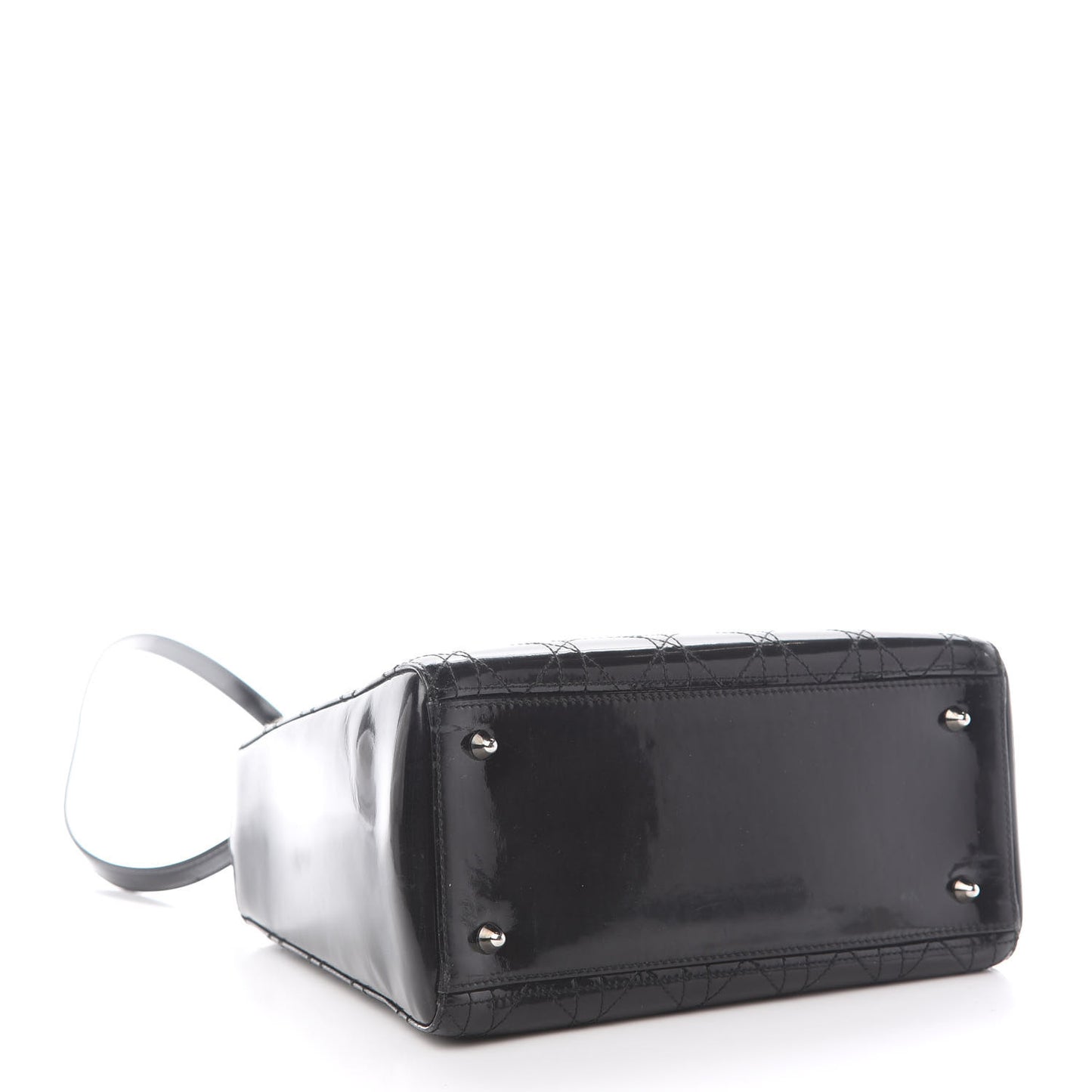 Patent Cannage Stitched Medium Lady Dior Black