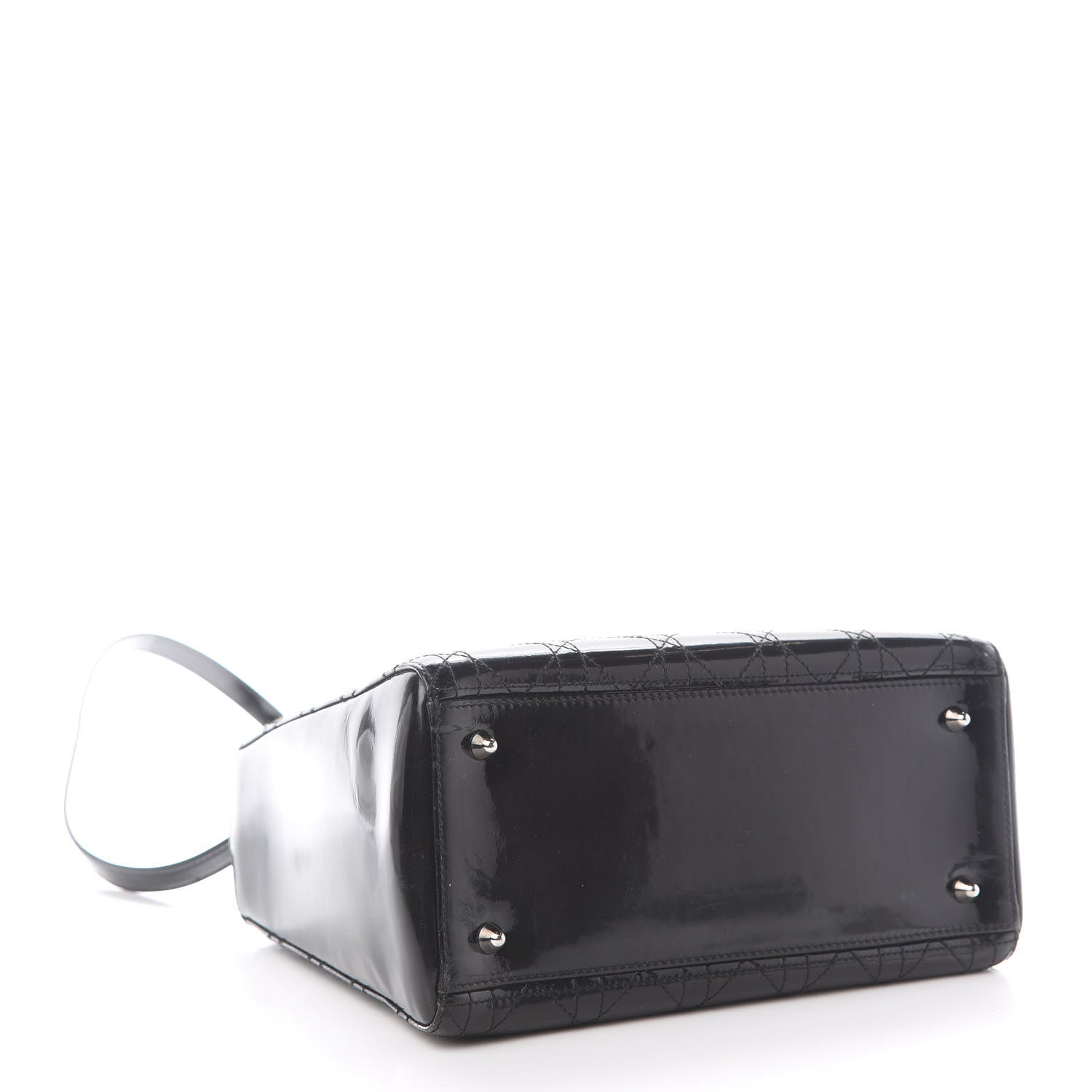 Christian Dior Patent Cannage Stitched Medium Lady Dior Black 4 of 9
