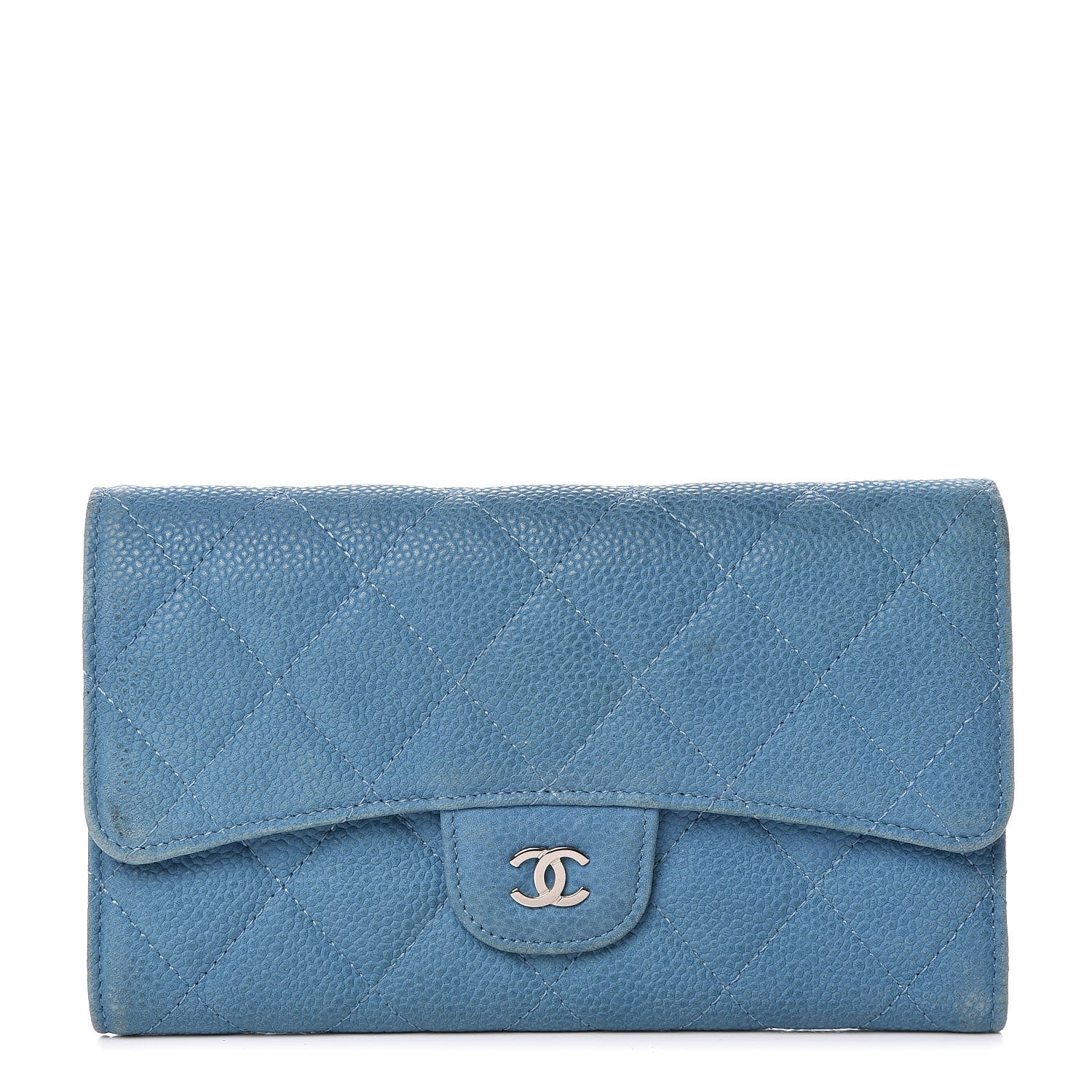 Chanel Iridescent Caviar Quilted Large Flap Wallet Blue 1 of 12