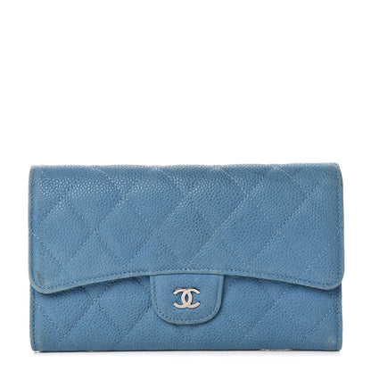 Chanel Iridescent Caviar Quilted Large Flap Wallet Blue 1 of 12