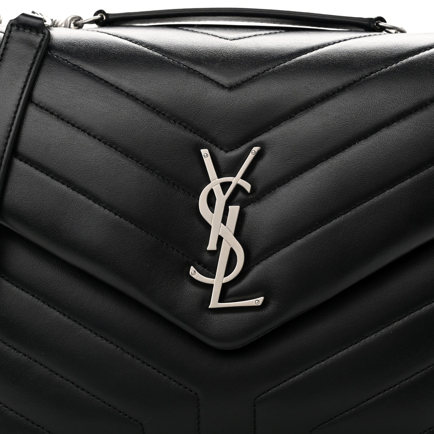 Saint Laurent Calfskin Y Quilted Monogram Medium Loulou Chain Satchel Black 9 of 11