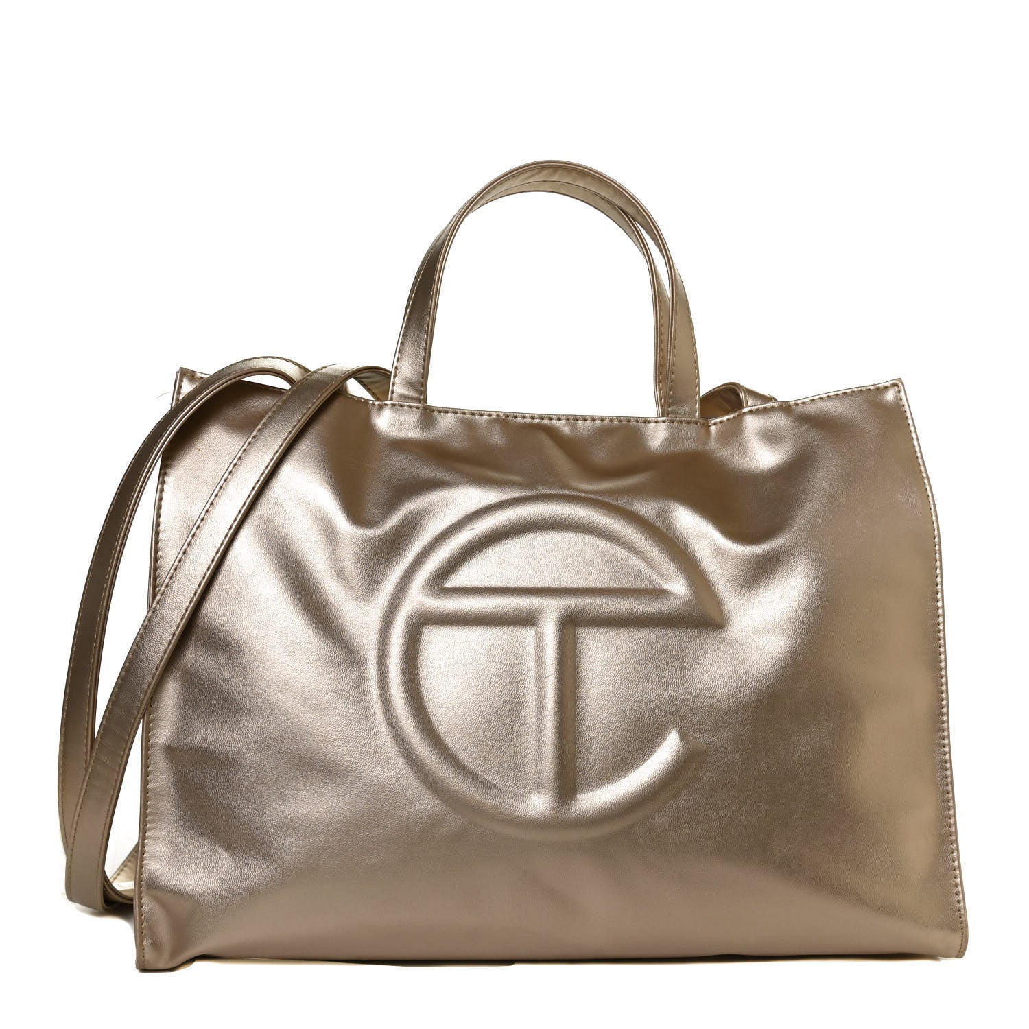 Telfar Metallic Vegan Leather Large Shopping Bag Gold 1 of 12
