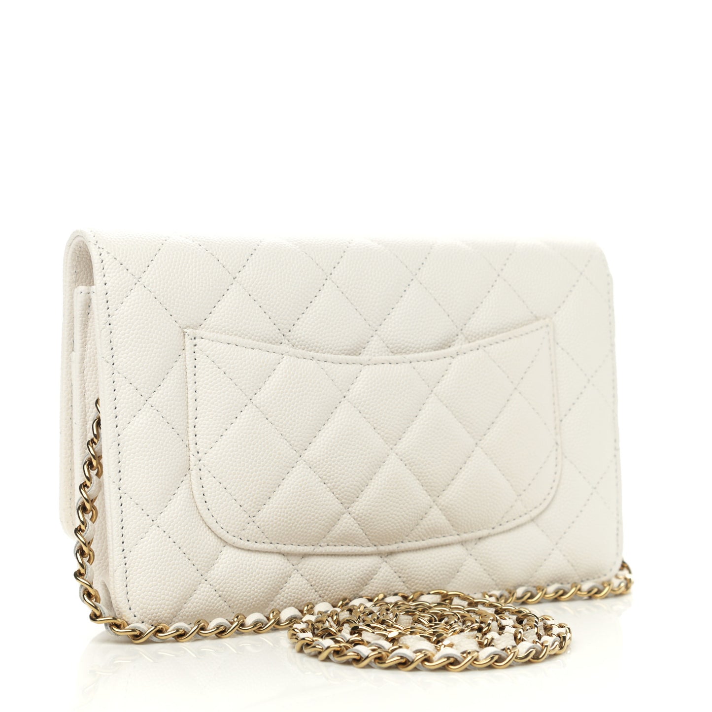 Caviar Quilted Wallet On Chain WOC White