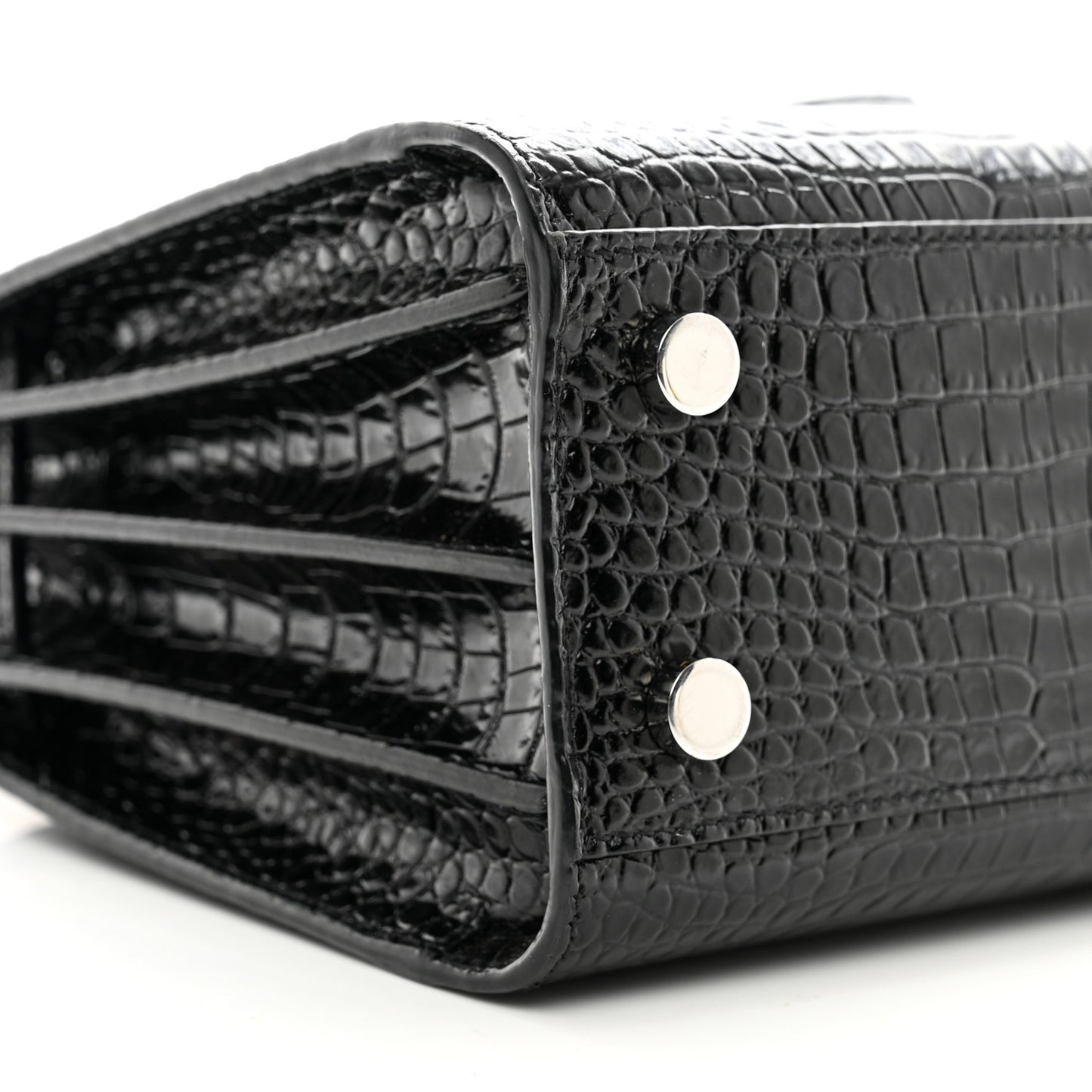 Calfskin Crocodile Embossed Nano Sac De Jour Black