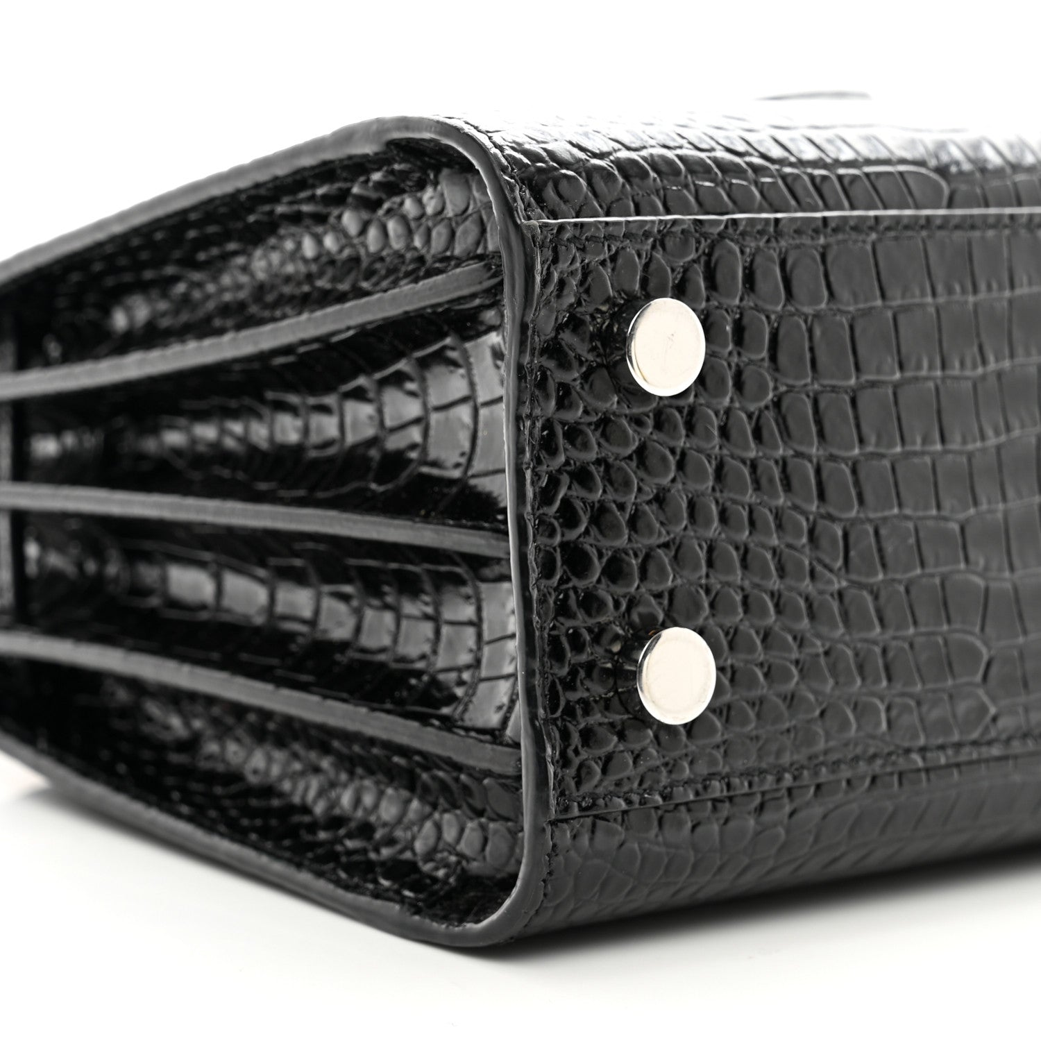 Saint Laurent Calfskin Crocodile Embossed Nano Sac De Jour Black 9 of 10