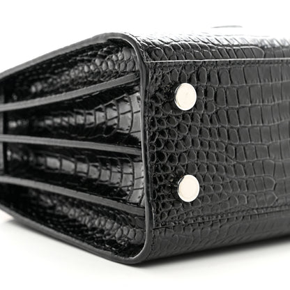 Saint Laurent Calfskin Crocodile Embossed Nano Sac De Jour Black 9 of 10