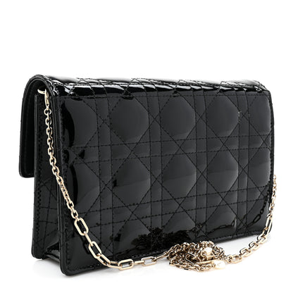 Christian Dior Patent Cannage Lady Dior Chain Pouch Black 3 of 10