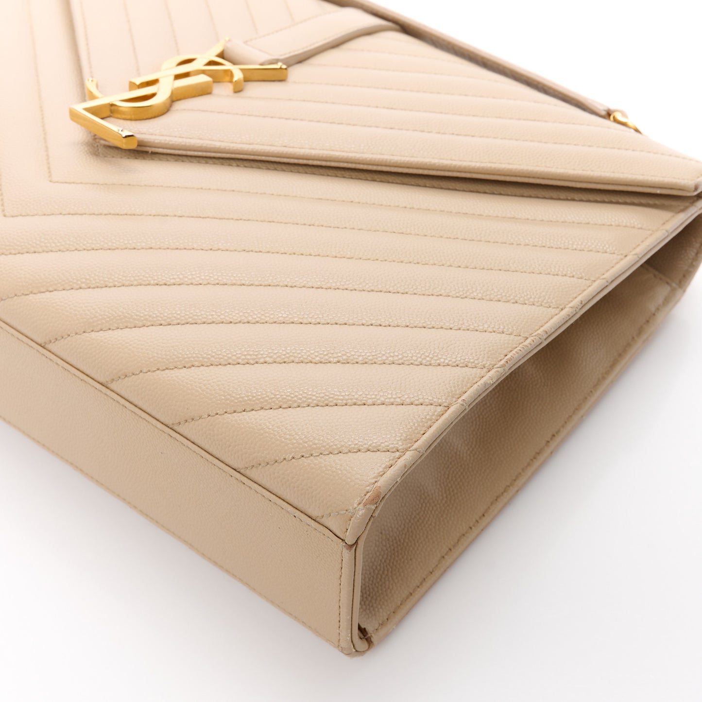 Grain De Poudre Matelasse Chevron Large Monogram Satchel Dark Beige