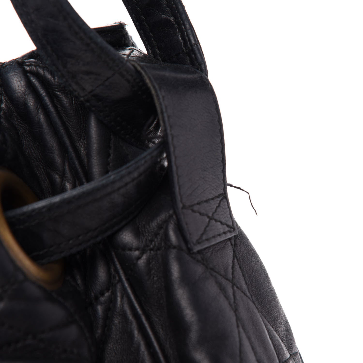 Christian Dior Lambskin Cannage Drawstring Bag Black 16 of 17