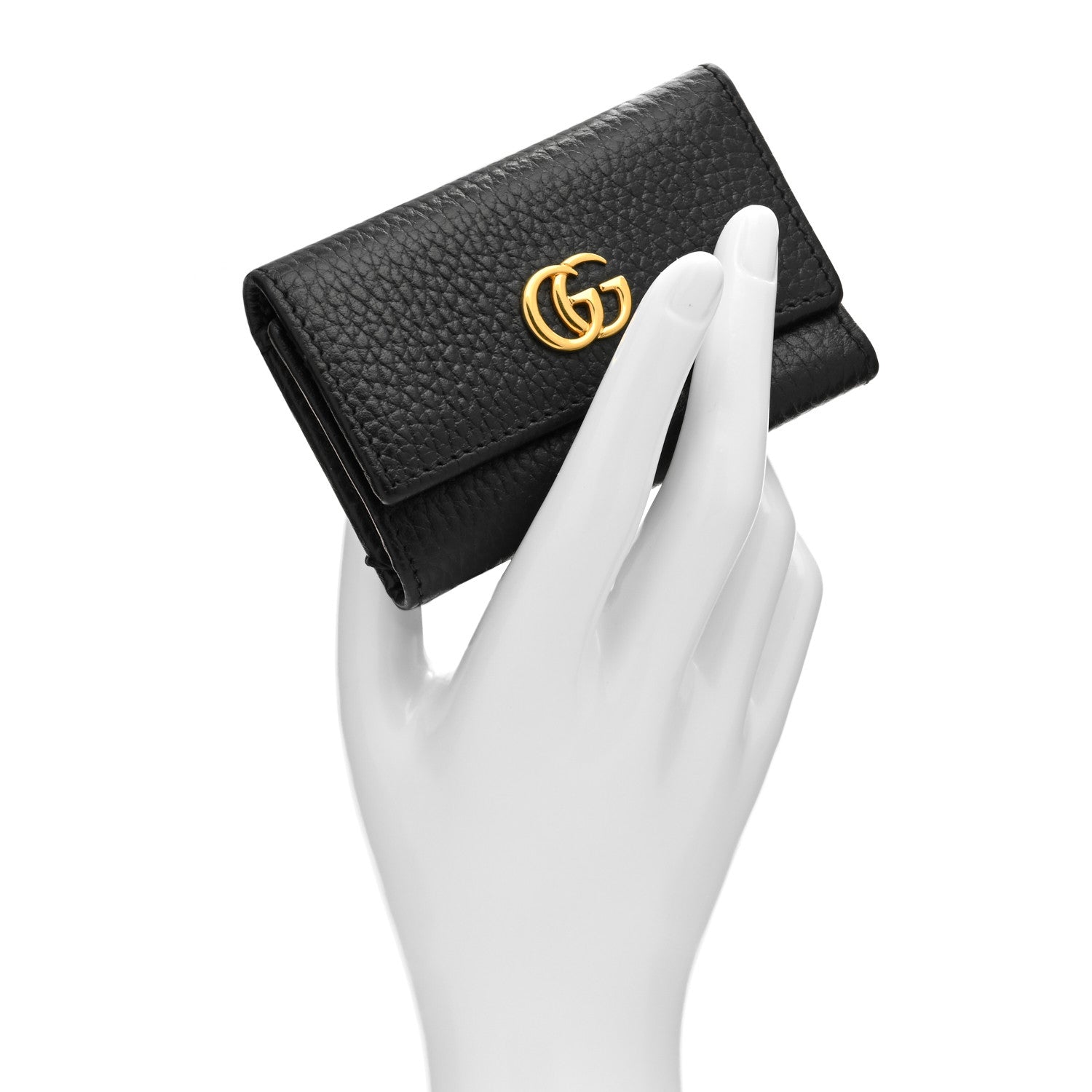 Gucci Pebbled Calfskin GG Marmont 6 Key Holder Black 2 of 8