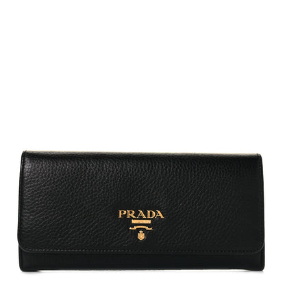Prada Vitello Daino Continental Flap Wallet Black 3 of 10