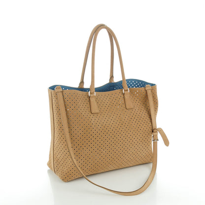 Prada Suede Perforated Tote Cammello 4 of 8