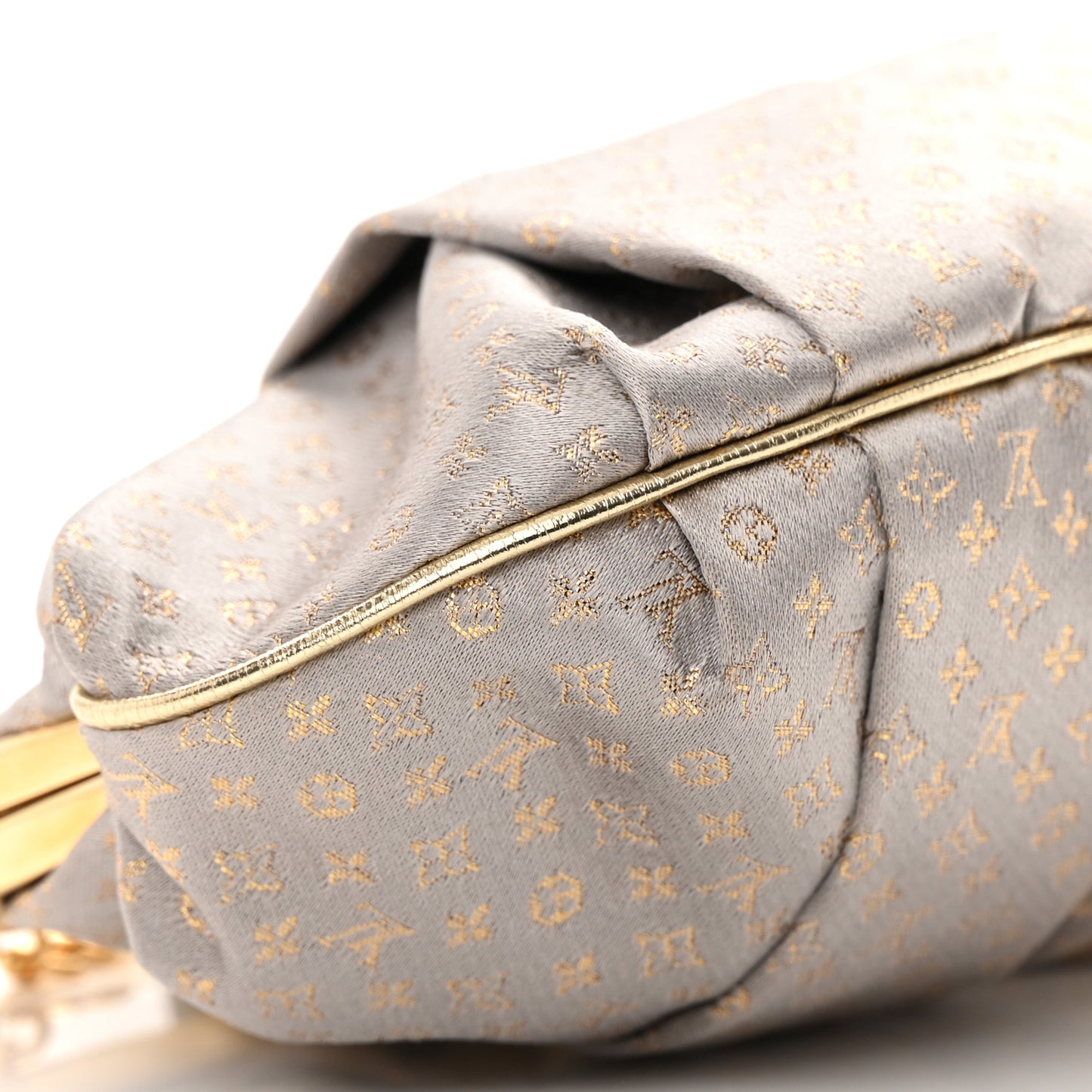 Satin Monogram Aumoniere Clutch Silver