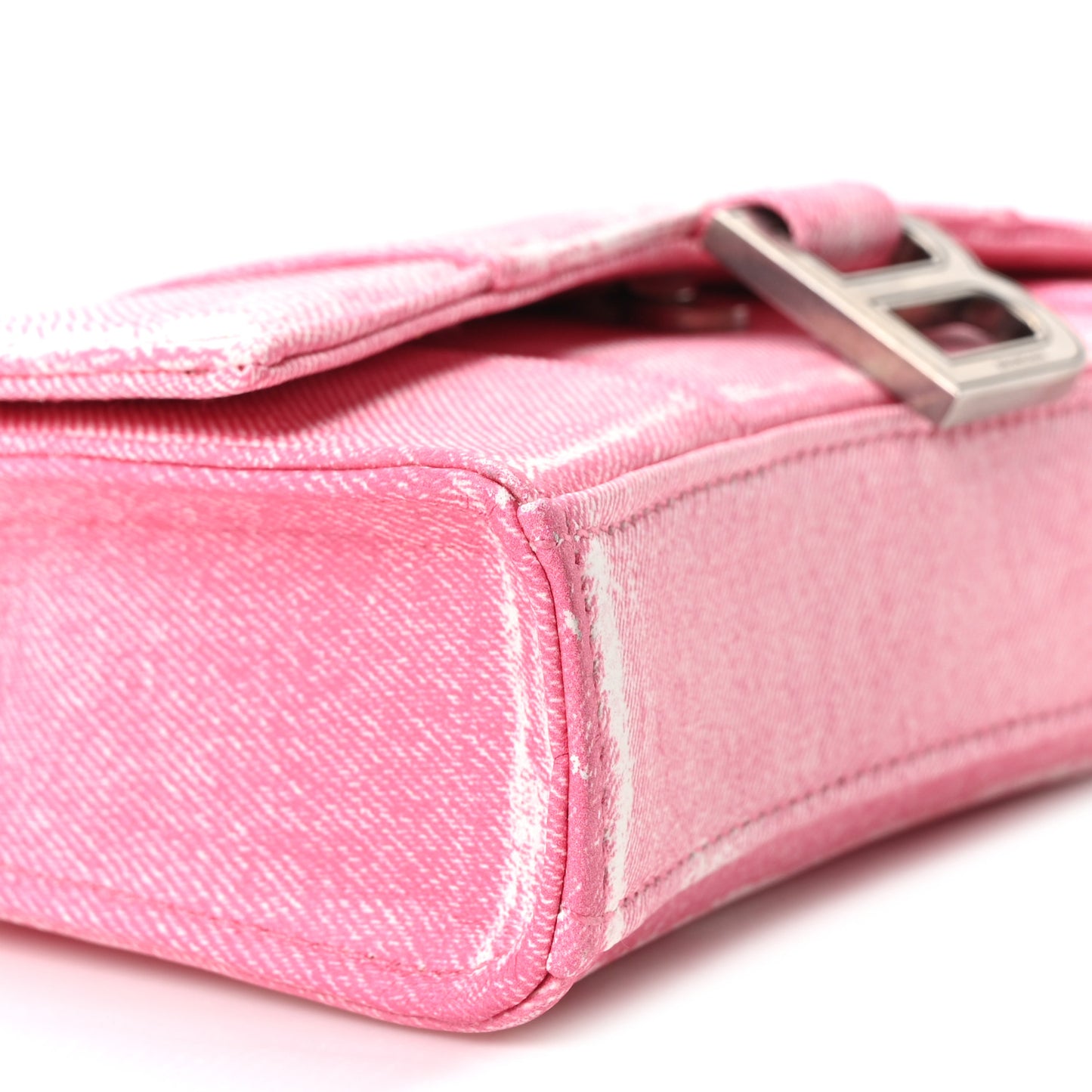 Nappa Denim Printed Hourglass Chain Bag Denim Pink