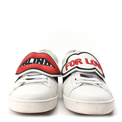 Gucci Calfskin Ayers Blind For Love Embroidered Womens Ace Sneakers 39 White 3 of 10