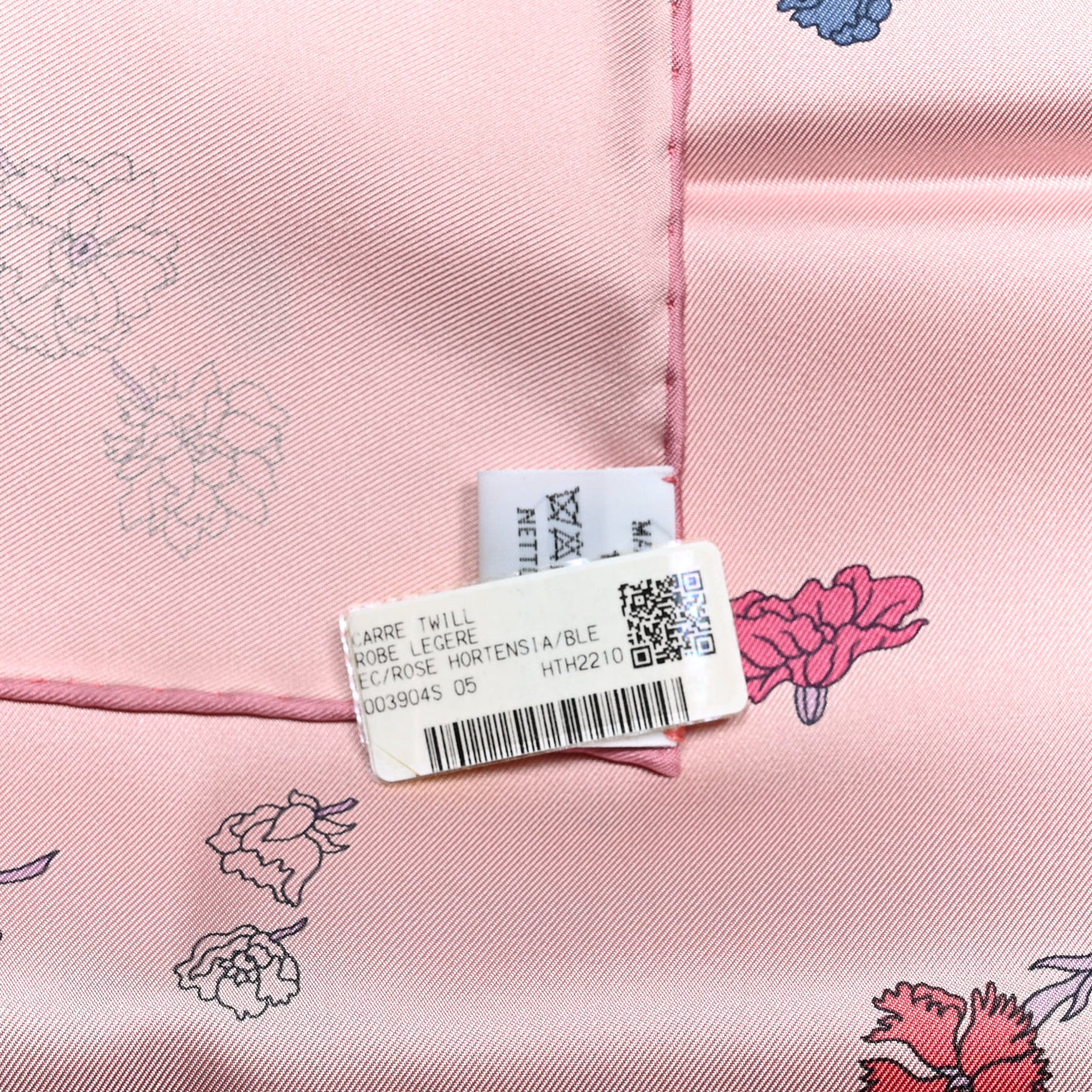 Silk Twill Robe Legere Scarf 90 Rose Hortensia Bleu