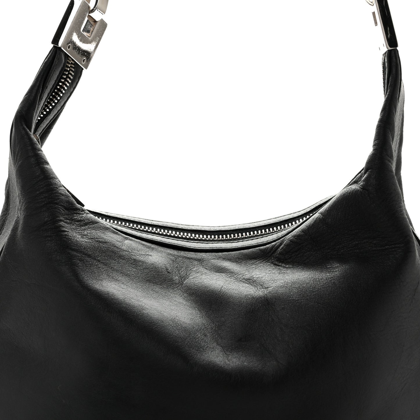 Calfskin GG Small Clasp Hobo Black