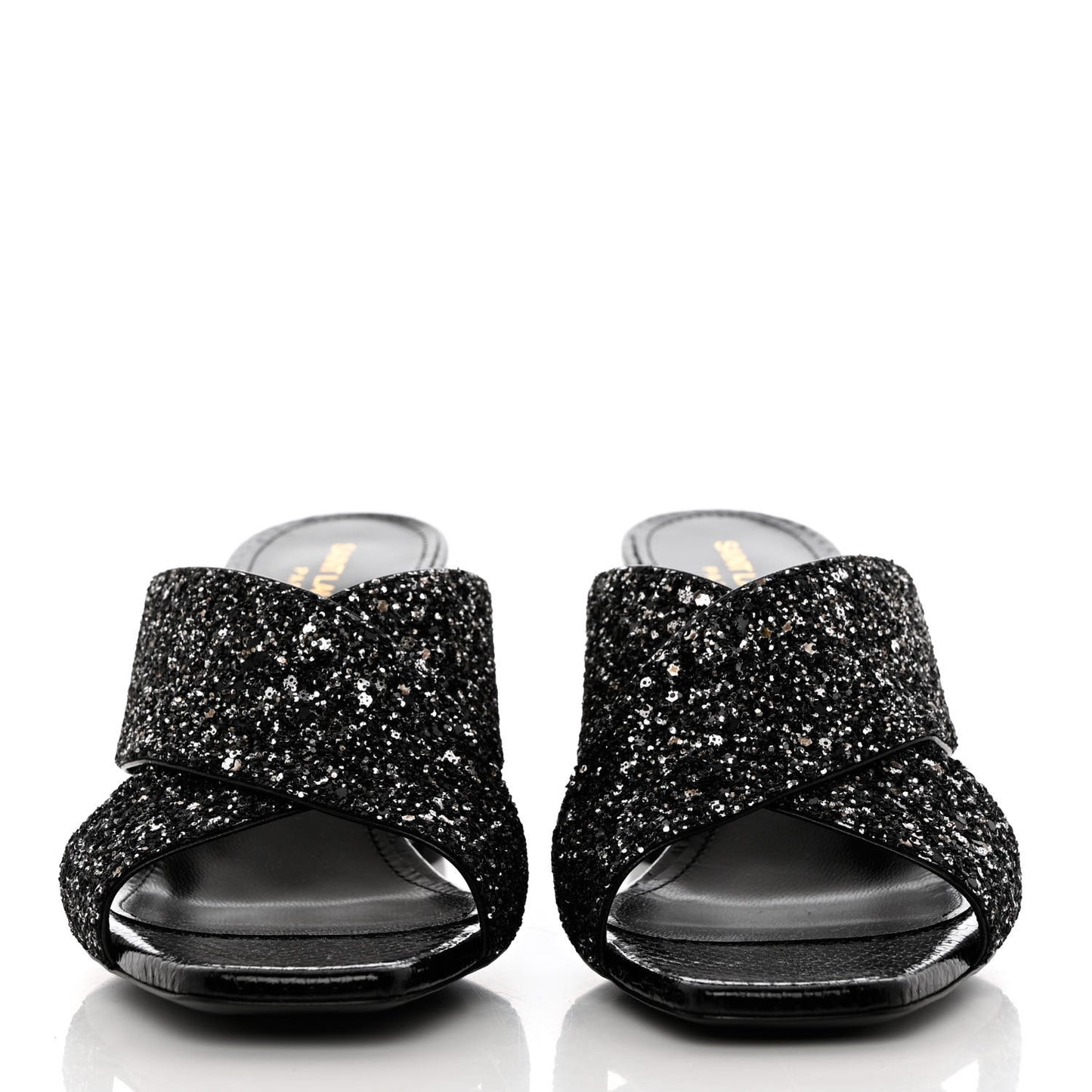 Glitter LouLou 70 Mule Sandals 39 Black Gold