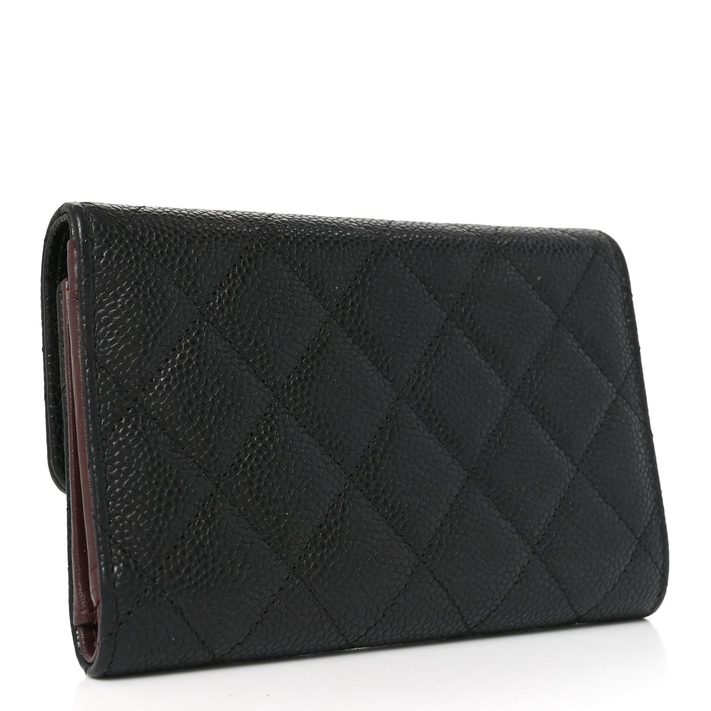 Caviar Quilted Medium Flap Wallet Black