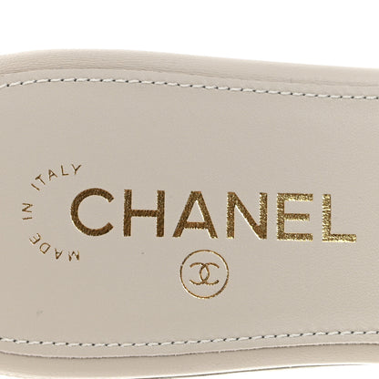 Chanel Lambskin Quilted Turnlock Flat Mules 38.5 Light Gray 8 of 10