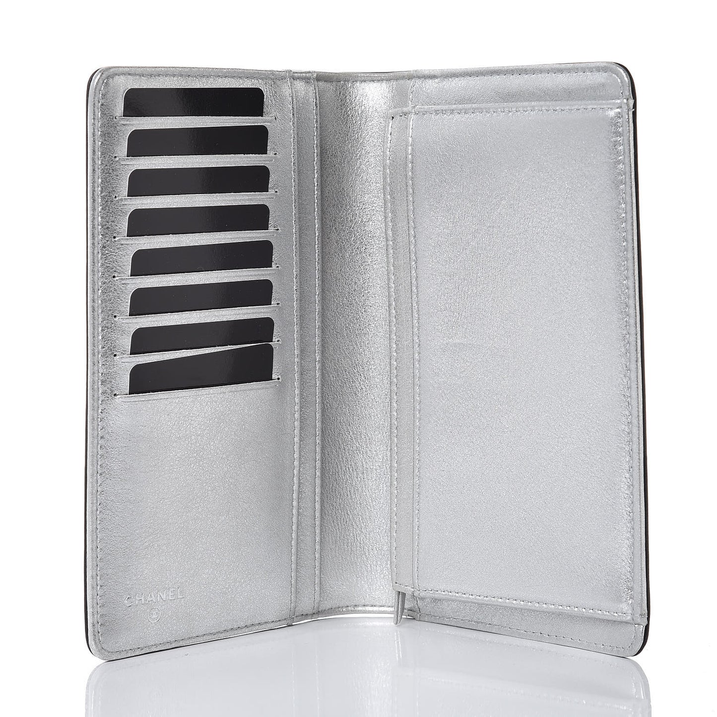 Lambskin Timeless CC Yen Wallet Black Silver