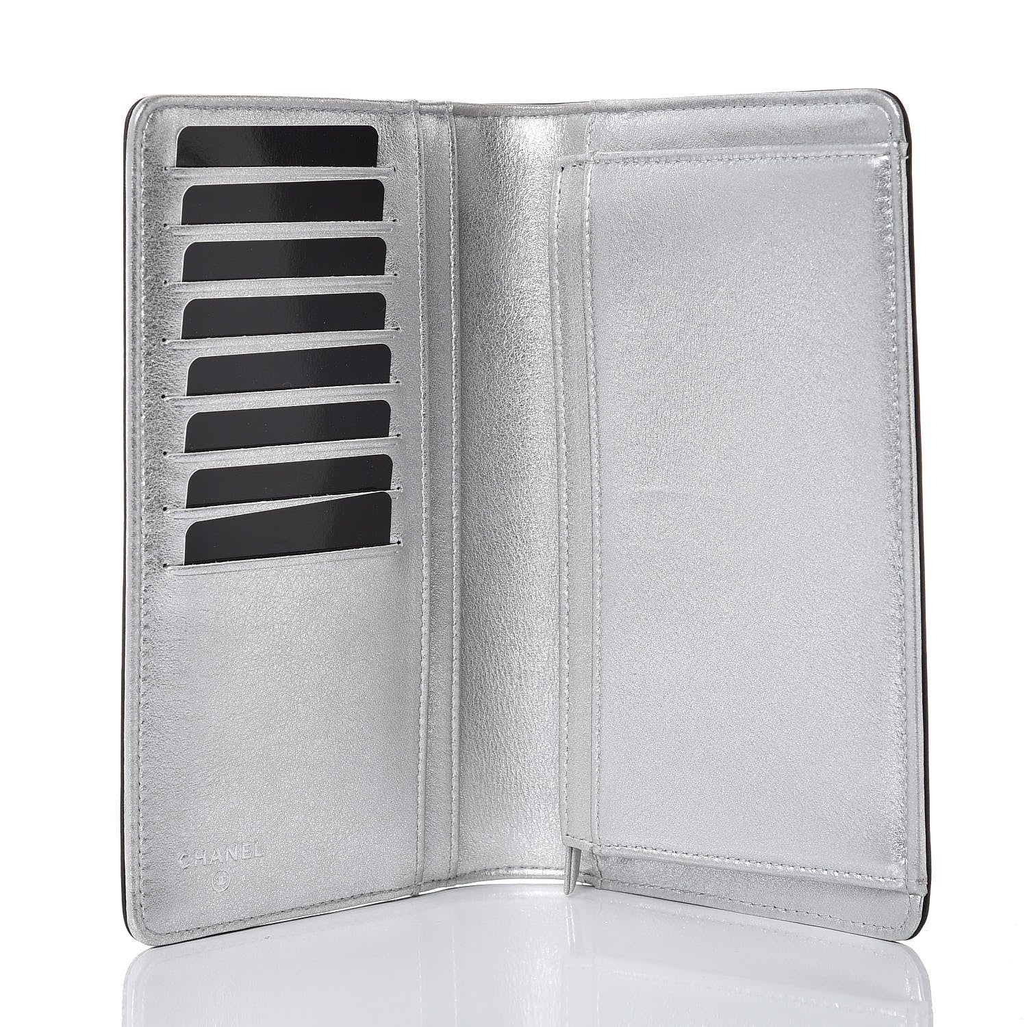 Chanel Lambskin Timeless CC Yen Wallet Black Silver 5 of 9