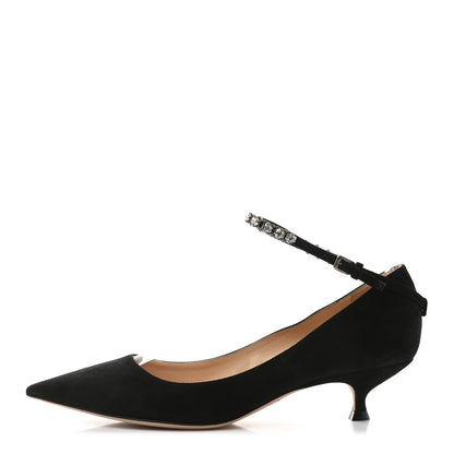 Christian Dior Suede Crystal Diorich Slingback Pumps 38 Black 1 of 8