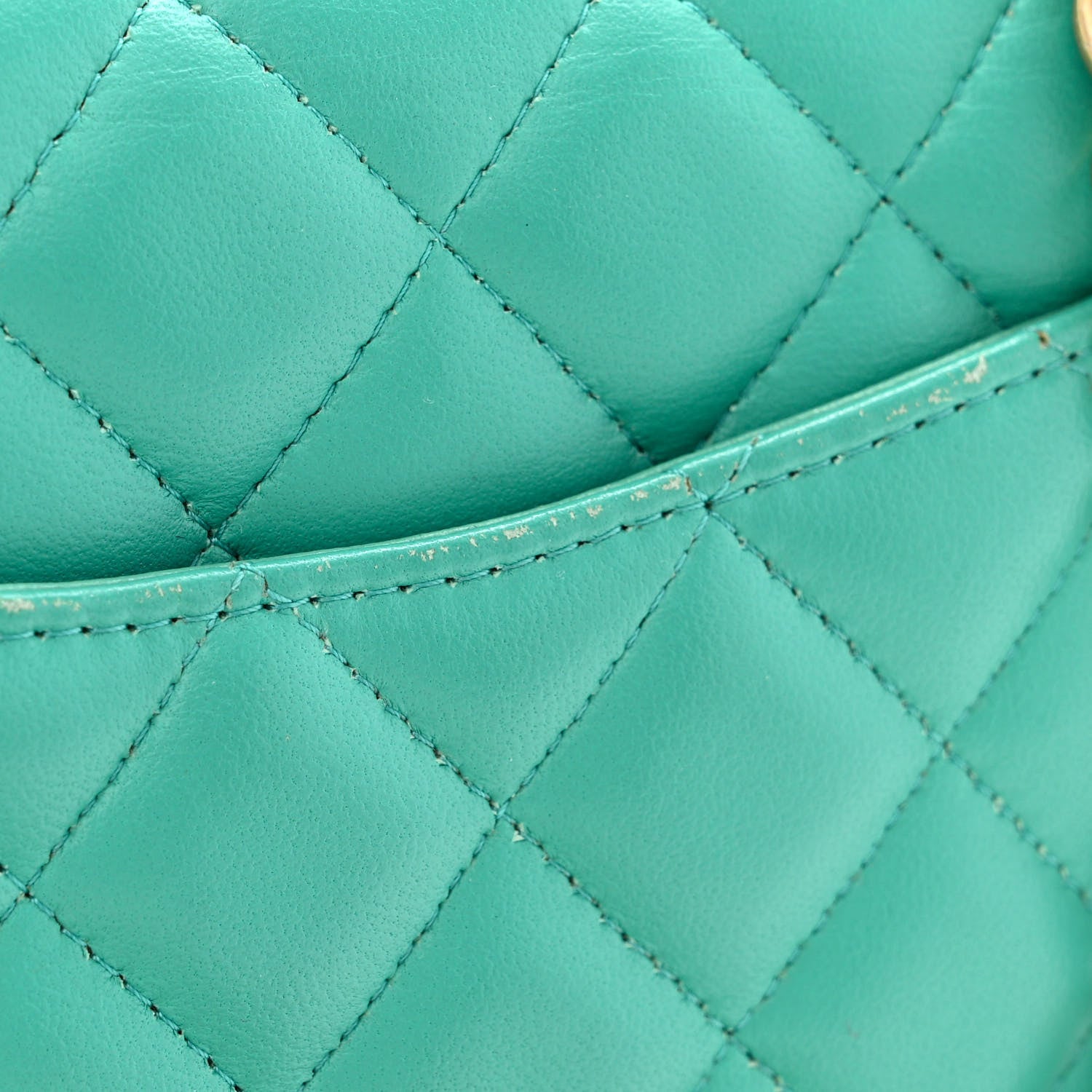 Chanel Lambskin Quilted Mini Rectangular Flap Turquoise 12 of 14