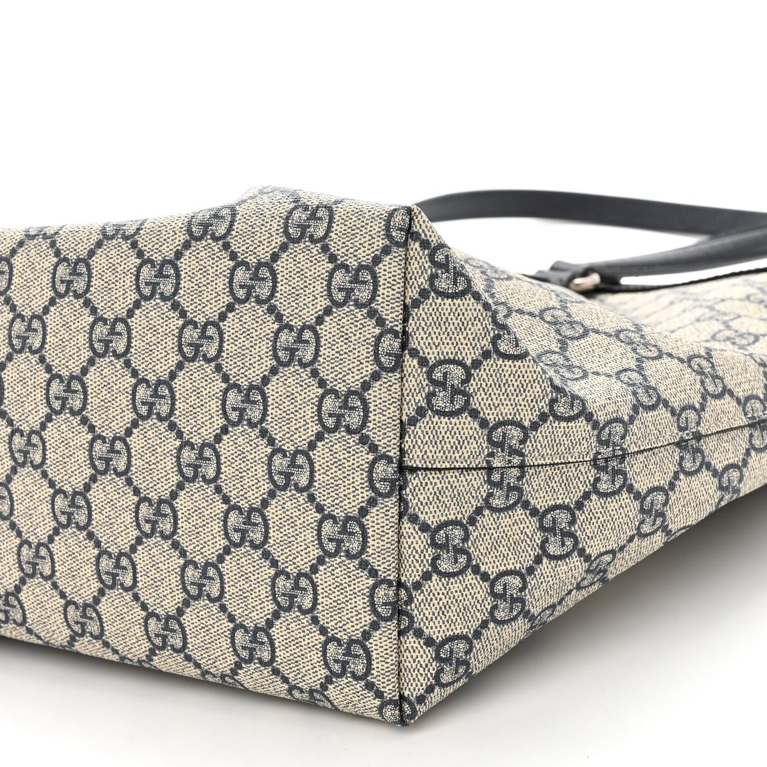 Gucci GG Supreme Monogram Textured Calfskin Web Medium Ophidia Shopping Tote Beige Blue 9 of 9