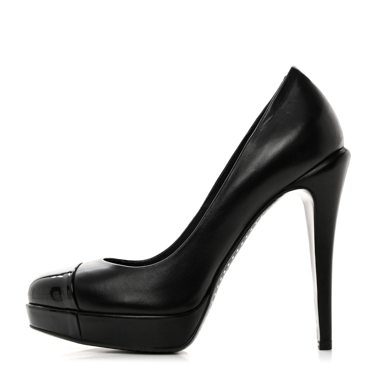 Calfskin Cap Toe CC Pumps 37 Black