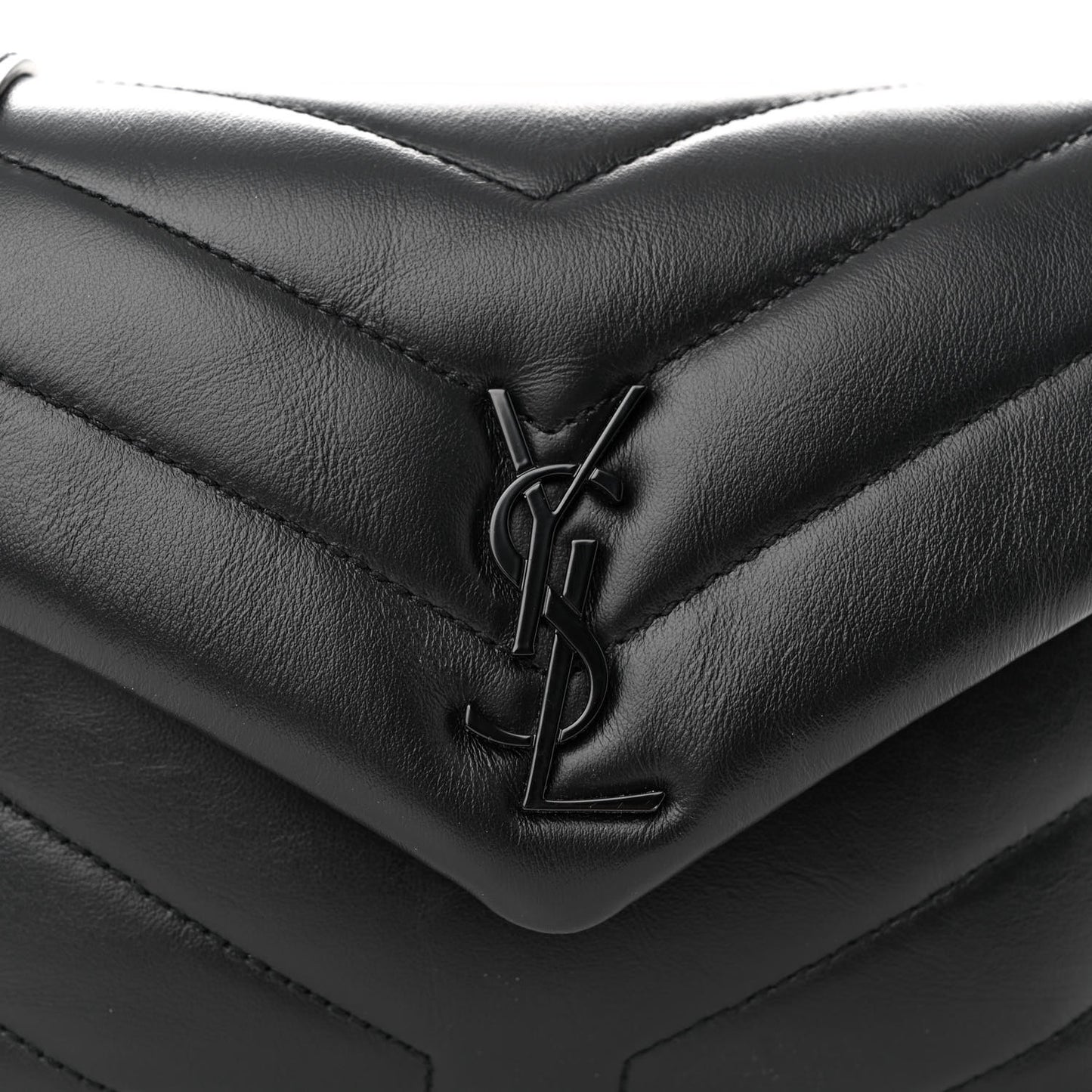 Calfskin Y Quilted Monogram Monochrome Toy Loulou Crossbody Bag Black