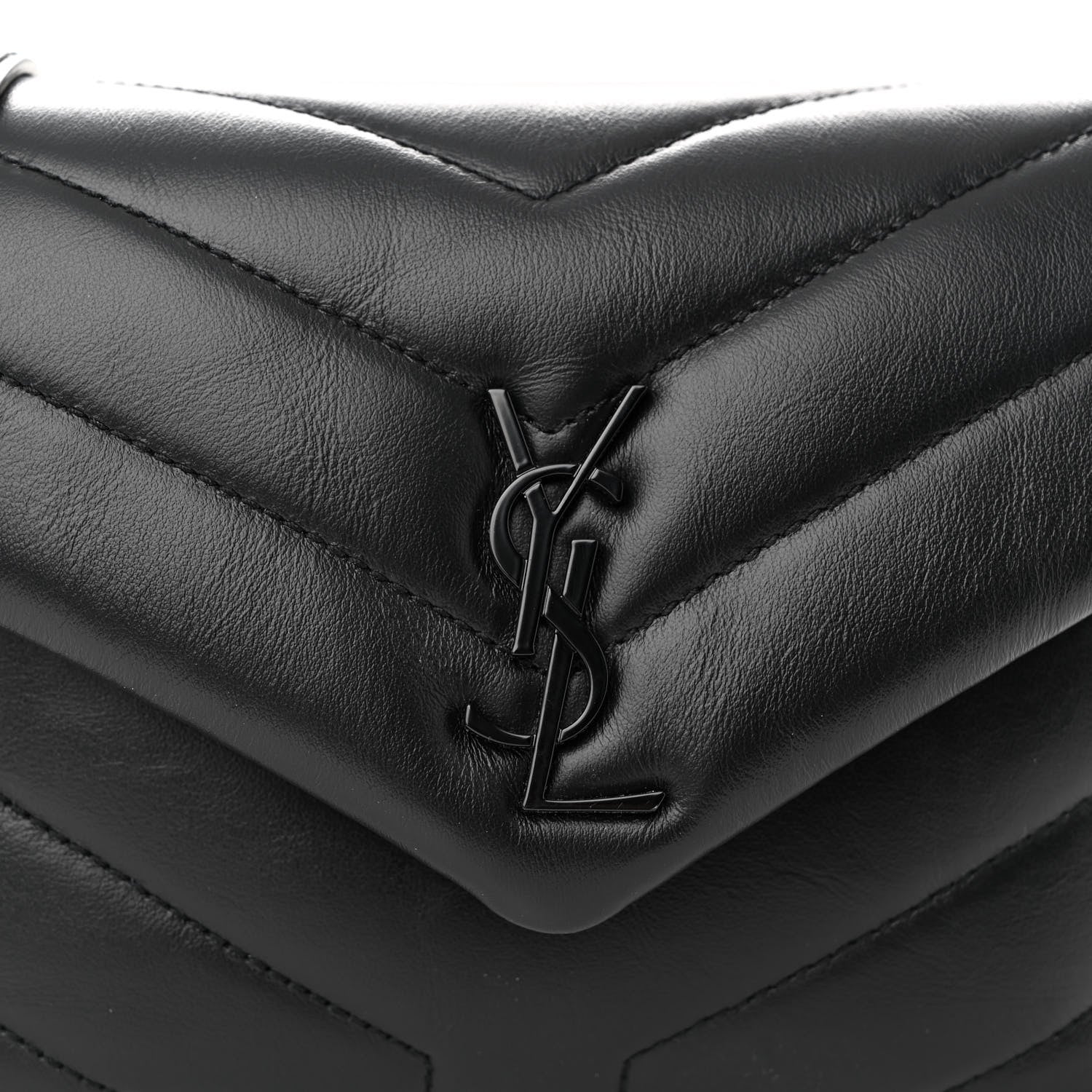 Saint Laurent Calfskin Y Quilted Monogram Monochrome Toy Loulou Crossbody Bag Black 8 of 10