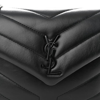 Saint Laurent Calfskin Y Quilted Monogram Monochrome Toy Loulou Crossbody Bag Black 8 of 10