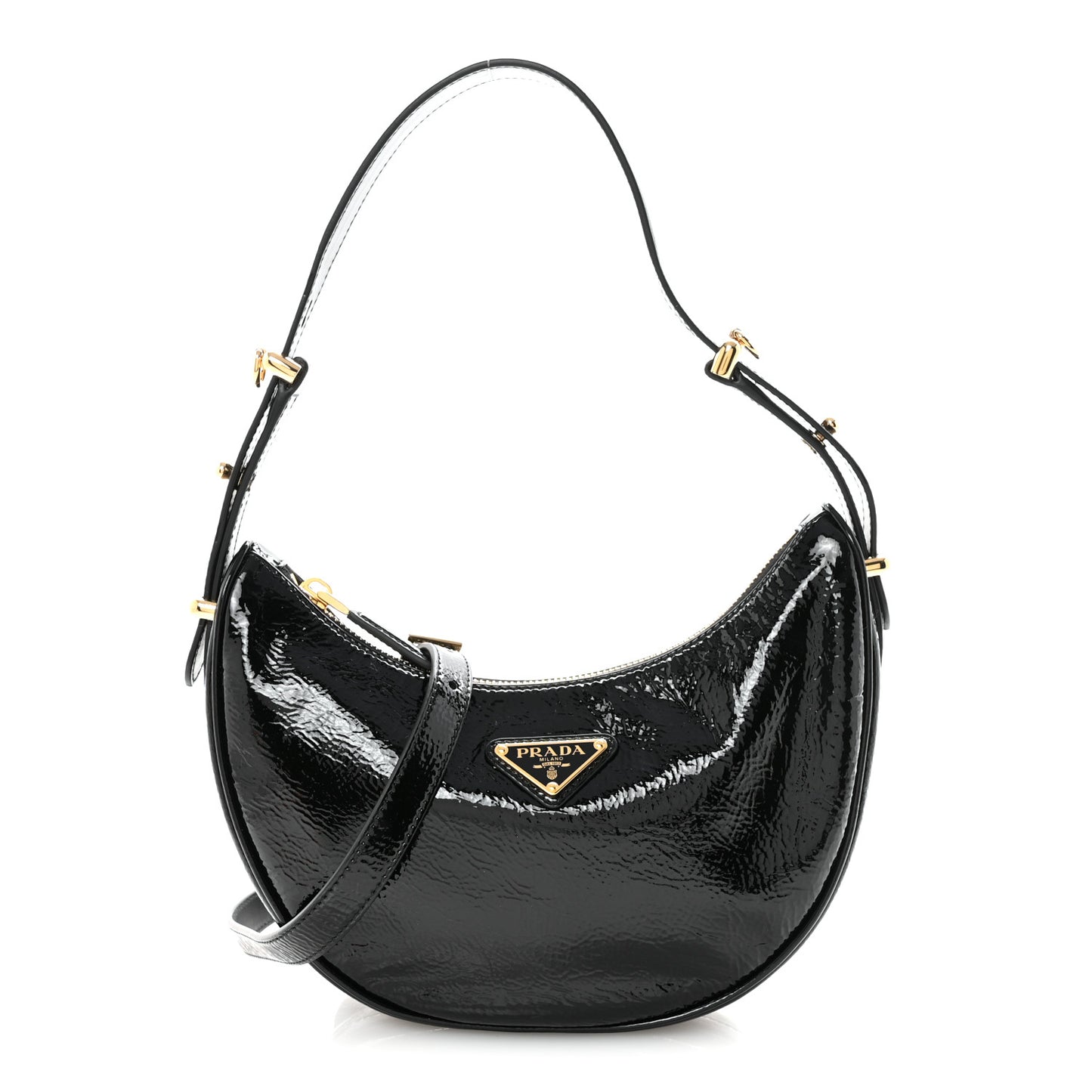 Patent Naplak Arque Shoulder Bag Black