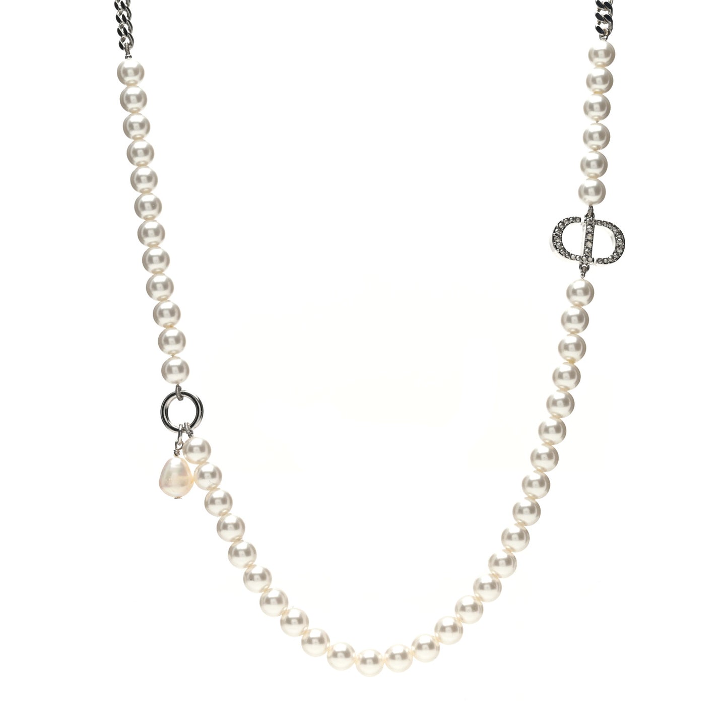 Pearl Crystal 30 Montaigne Long Necklace Silver