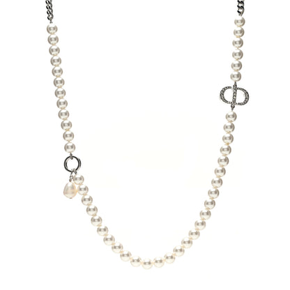 Christian Dior Pearl Crystal 30 Montaigne Long Necklace Silver 1 of 6