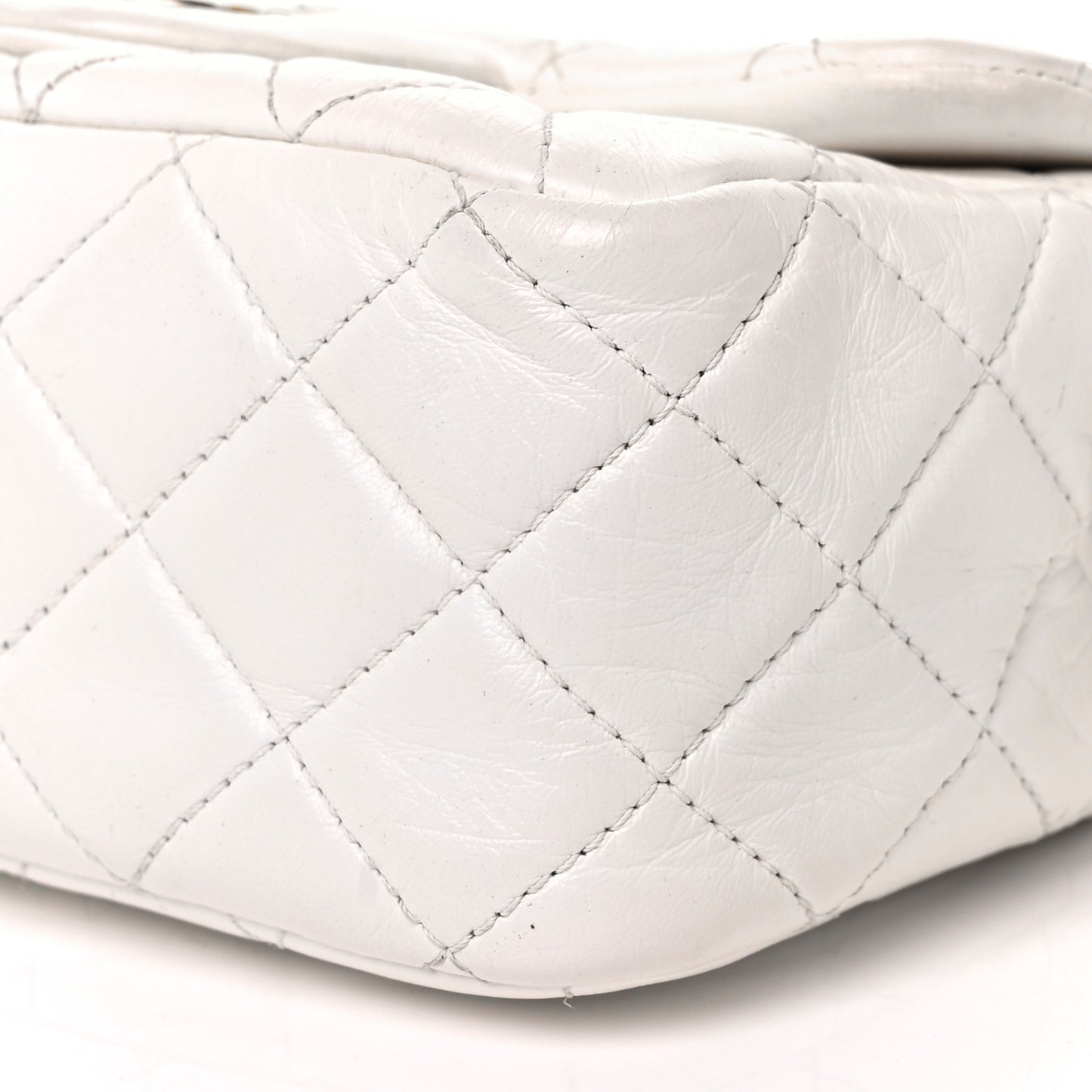 Lambskin Quilted Mini Pearl Crush Flap White