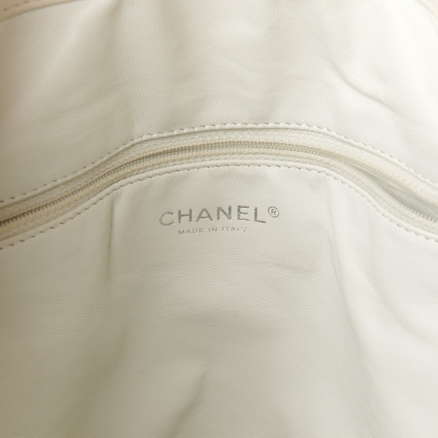 Calfskin East West Modern Chain Tote White