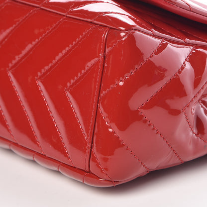 Chanel Patent Chevron Quilted Maxi Single Flap Red 15 of 15