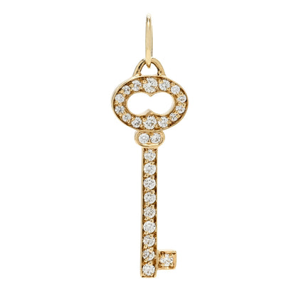 Tiffany 18K Yellow Gold Diamond Mini Vintage Oval Key Pendant 1 of 5