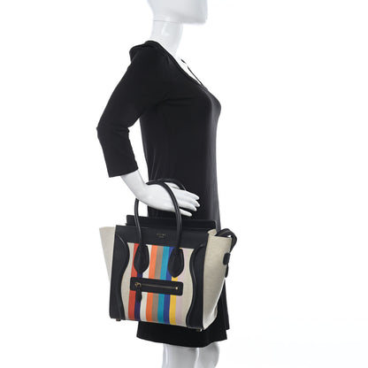 Celine Smooth Calfskin Striped Canvas Micro Luggage 2 of 15