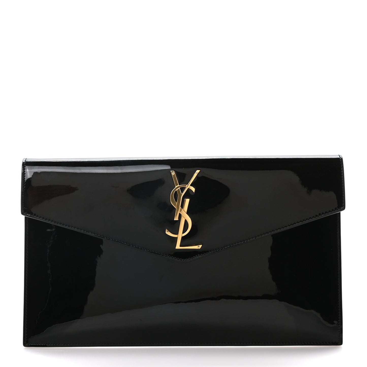 Patent Calfskin Monogram Uptown Clutch Black