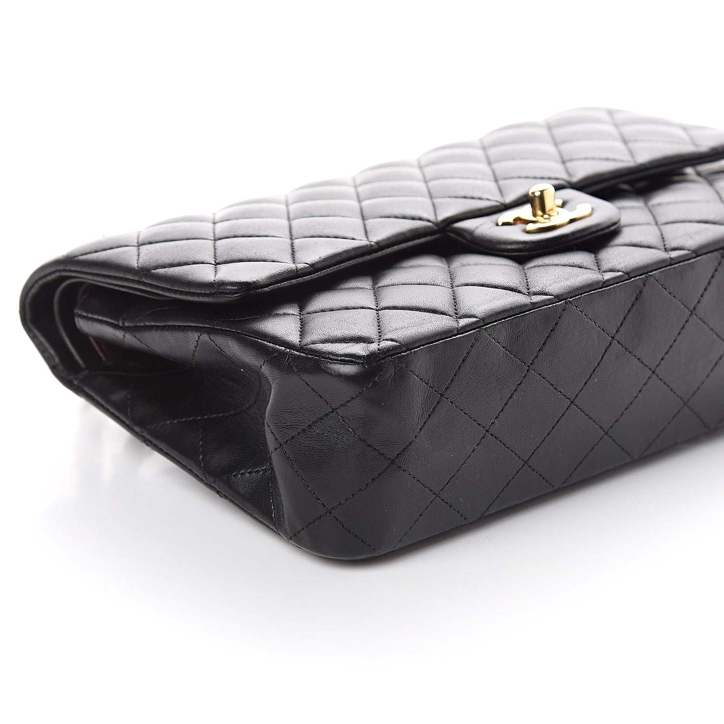 Lambskin Quilted Medium Double Flap Black